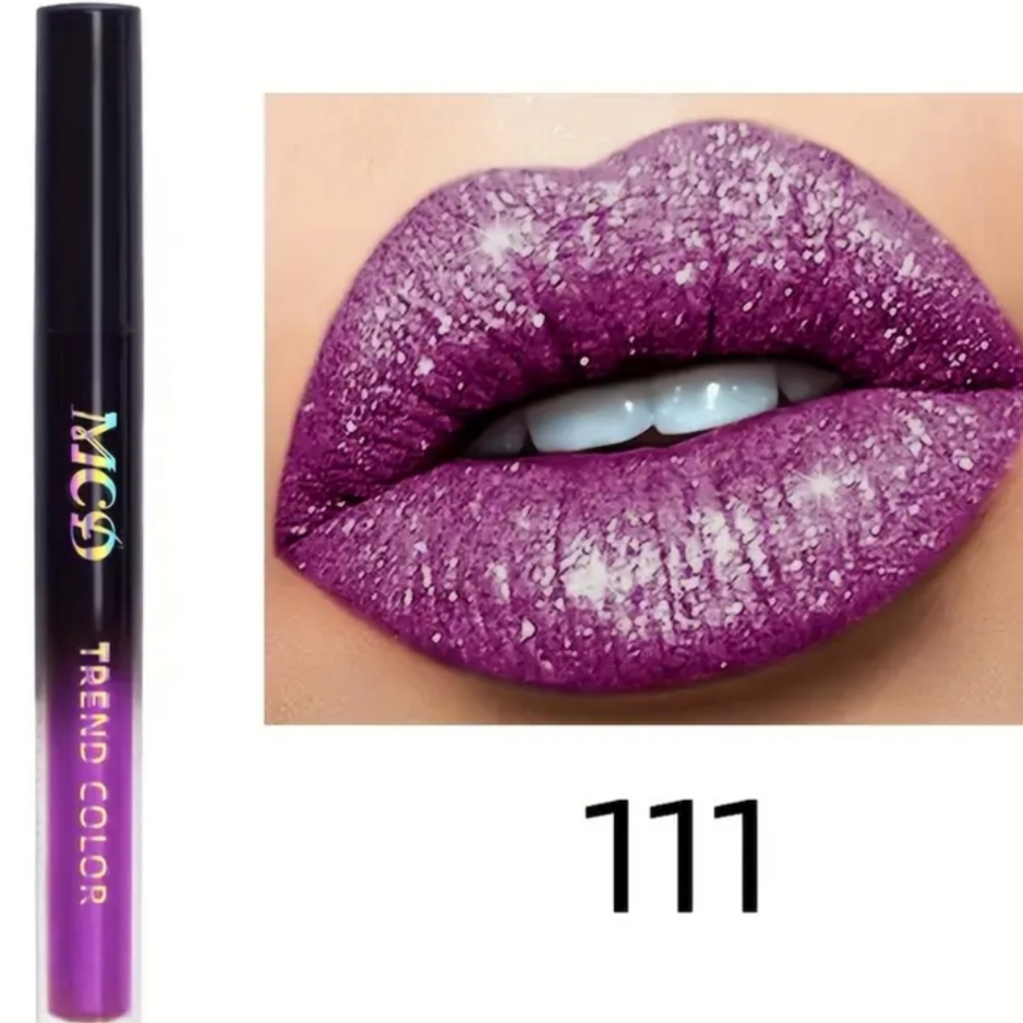 Ανθεκτικό Αδιάβροχο Pearlescent Liquid Lipstick Lip Gloss Makeup Shimmer Glitter #111