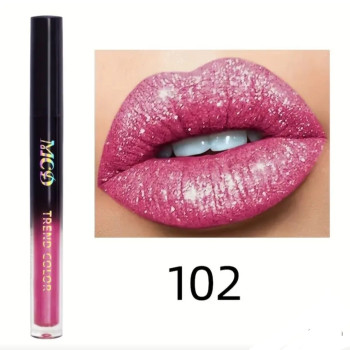 Ανθεκτικό Αδιάβροχο Pearlescent Liquid Lipstick Lip Gloss Makeup Shimmer Glitter #102