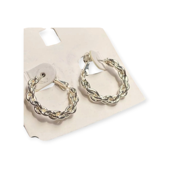 Σκουλαρίκια Ασημί Κρίκοι με Πλεκτή Σχεδίαση
