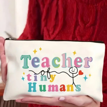 Μπεζ Πάνινο Νεσεσέρ με Σχέδιο Δασκάλα “Teacher of Tiny Humans”