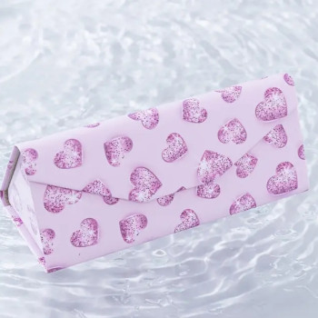 Θήκη Γυαλιών με Σχέδιο Καρδιές-Ροζ