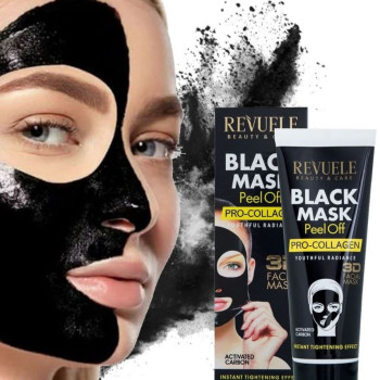 Για λεία και όμορφη επιδερμίδα χρησιμοποιήστε την BLACK MASK 3D Facial Peel Off PRO-COLLAGEN που βασίζεται σε ενεργό άνθρακα 80 ml
