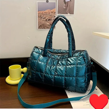 Γυναικεία Τσάντα Πετρόλ Σκούρο Tote Ώμου-Χειρός