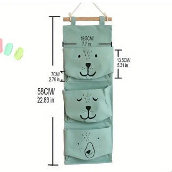 Υφασμάτινη Μπλε Τσάντα Αποθήκευσης Κρεμαστή Τοίχου με Σχέδιο