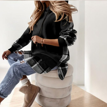 Πουκάμισο Γυναικείο Καρό Άσπρη-Μαύρη #1459