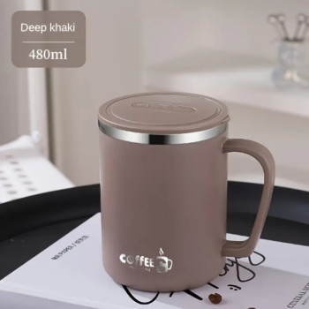 Θερμός Ποτήρι με Καπάκι Καφέ Ανοικτό