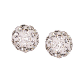 Σκουλαρίκια Άσπρα με Τύπου Διαμαντάκια