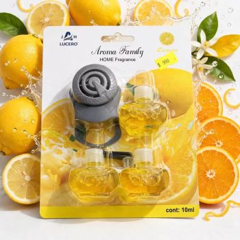 Αρωματικό Αυτοκινήτου JH LUCERO "Aroma Family" – Λεμόνι (Βάση Αεραγωγού & 3 Ανταλλακτικά 10ml)