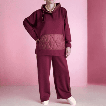 Σετ Γυναικείο Μπορντό Φούτερ Μπλούζα & Παντελόνι (Over Size)