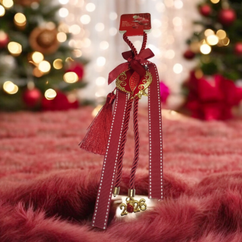 Κόκκινο Γούρι με Κορδέλες Ρόδι και Φούντα 2026