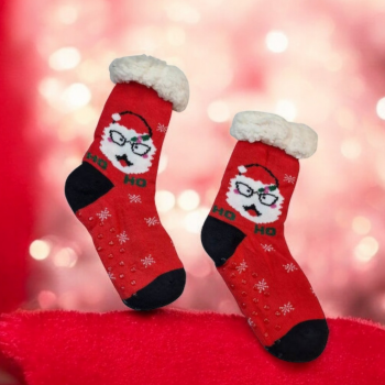 Χριστουγεννιάτικη Κάλτσα με Γούνα & Αντιολισθητικό Πάτο (Άγιος Βασίλης)