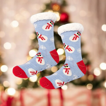 Χριστουγεννιάτικη Κάλτσα με Γούνα & Αντιολισθητικό Πάτο (Χιονάνθρωπος)