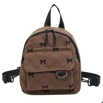 Mini Τσαντάκι Πλάτης Καφέ με Φιογκάκια