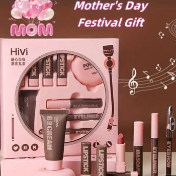 Σετ Μακιγιάζ HIVI – Μάσκαρα , Eyeliner, Πούδρα, Lipstick & Μολύβι Φρυδιών