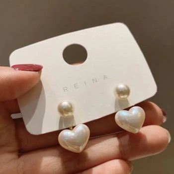 Σκουλαρίκια Καρδούλα με Πέρλα