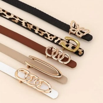 Λεπτή Ζώνη Μπεζ με Αγκράφα (105cm)