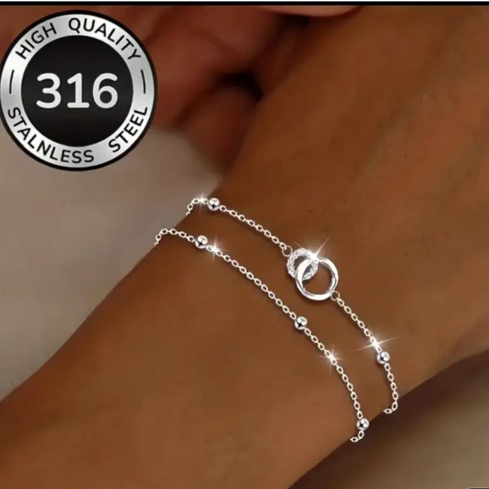 Ασημένιο Βραχιόλι με Στρας - Image 2