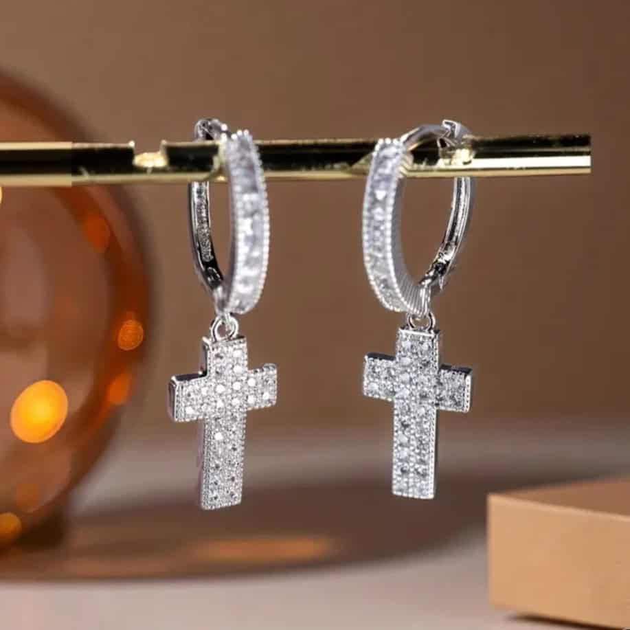 Κρίκοι με Σταυρό και Στρας