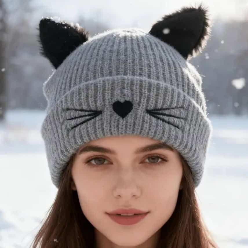 Γυναικείος Σκούφος με Αυτιά Γάτας