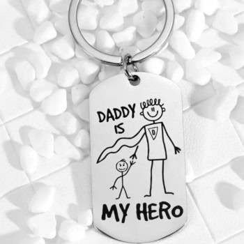 Ασημένιο Μπρελόκ “Daddy is My Hero” από Ανοξείδωτο Ατσάλι
