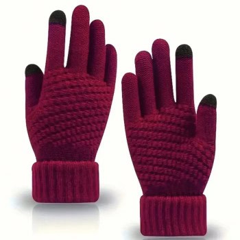 Γυναικεία Γάντια Αφής Πλεκτά Βυσσινί
