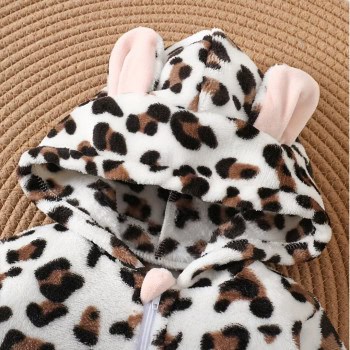 Βρεφικό Ολόσωμο Φορμάκι με Κουκούλα – Σχέδιο Λεοπάρ
