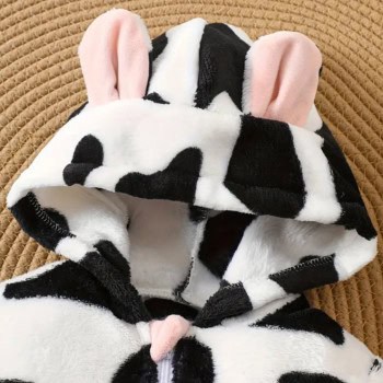 Βρεφική Ολόσωμη Φόρμα Fleece σε Σχέδιο Αγελάδα (6-9 μηνών)