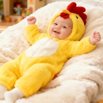 Βρεφική Ολόσωμη Φόρμα Fleece σε Σχέδιο Κοτοπουλάκι (3-6 μηνών)