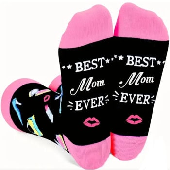 Γυναικείες Κάλτσες με Διάφορα Σχέδια & Επιγραφή “Best Mum Ever” (one size)