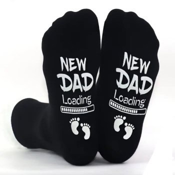 Μαύρες Κάλτσες με Αντιολισθητικό Σχέδιο “New Dad Loading” (one size)