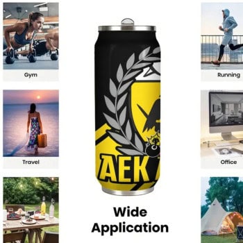 Ανοξείδωτο Ποτήρι με Καλαμάκι – Σχέδιο ΑΕΚ