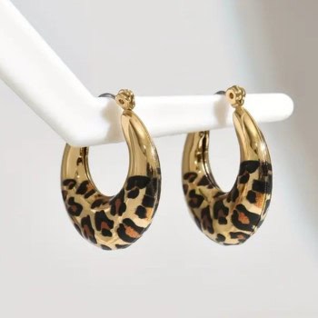 Σκουλαρίκια Κρίκοι Λεοπάρ σε Χρυσό Χρώμα