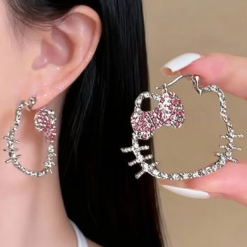 Σκουλαρίκια Hello Kitty με Στρας