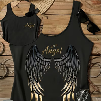 Γυναικεία Αμάνικη Μπλούζα “Angel” με Σχέδιο Φτερά