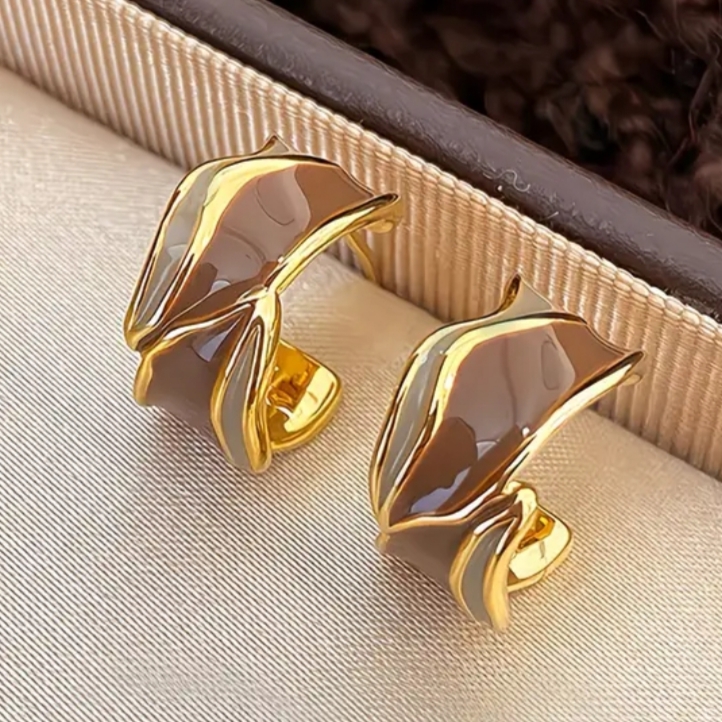 Κρίκοι Καρφωτοί με Ανάγλυφο Σχέδιο – Ανοξείδωτο Ατσάλι - Image 2