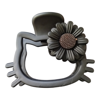 Κλάμερ Μαλλιών σε Σχήμα Hello Kitty με Διακόσμηση Μαργαρίτας – Μαύρο