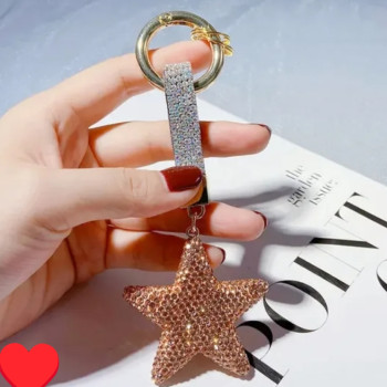 Μπρελόκ Χρυσό Αστέρι με Στρας