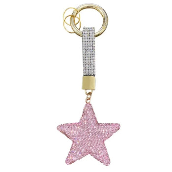 Μπρελόκ Ροζ Αστέρι με Στρας