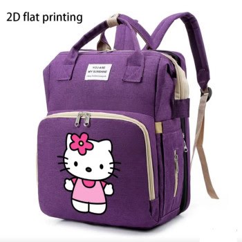 Πολυλειτουργική Τσάντα Πλάτης Μητρότητας 2-σε-1 με Μετατροπή σε Φορητό Βρεφικό Κρεβατάκι (Μωβ)