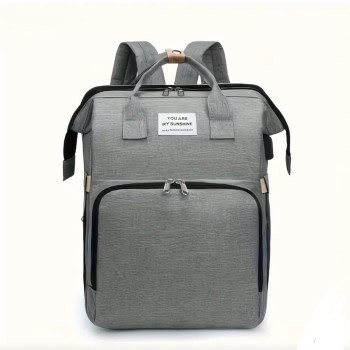 Γκρι Πολυλειτουργική Τσάντα Πλάτης Μητρότητας 2-σε-1 με Μετατροπή σε Φορητό Βρεφικό Κρεβατάκι