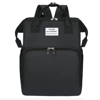 Μαύρη Πολυλειτουργική Τσάντα Πλάτης Μητρότητας 2-σε-1 με Μετατροπή σε Φορητό Βρεφικό Κρεβατάκι