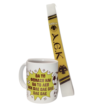 Σετ Λαμπάδα Πλακέ ΑΕΚ 30εκ & Κούπα «Θα Το Φωνάζω… Ολέ Ολέ»