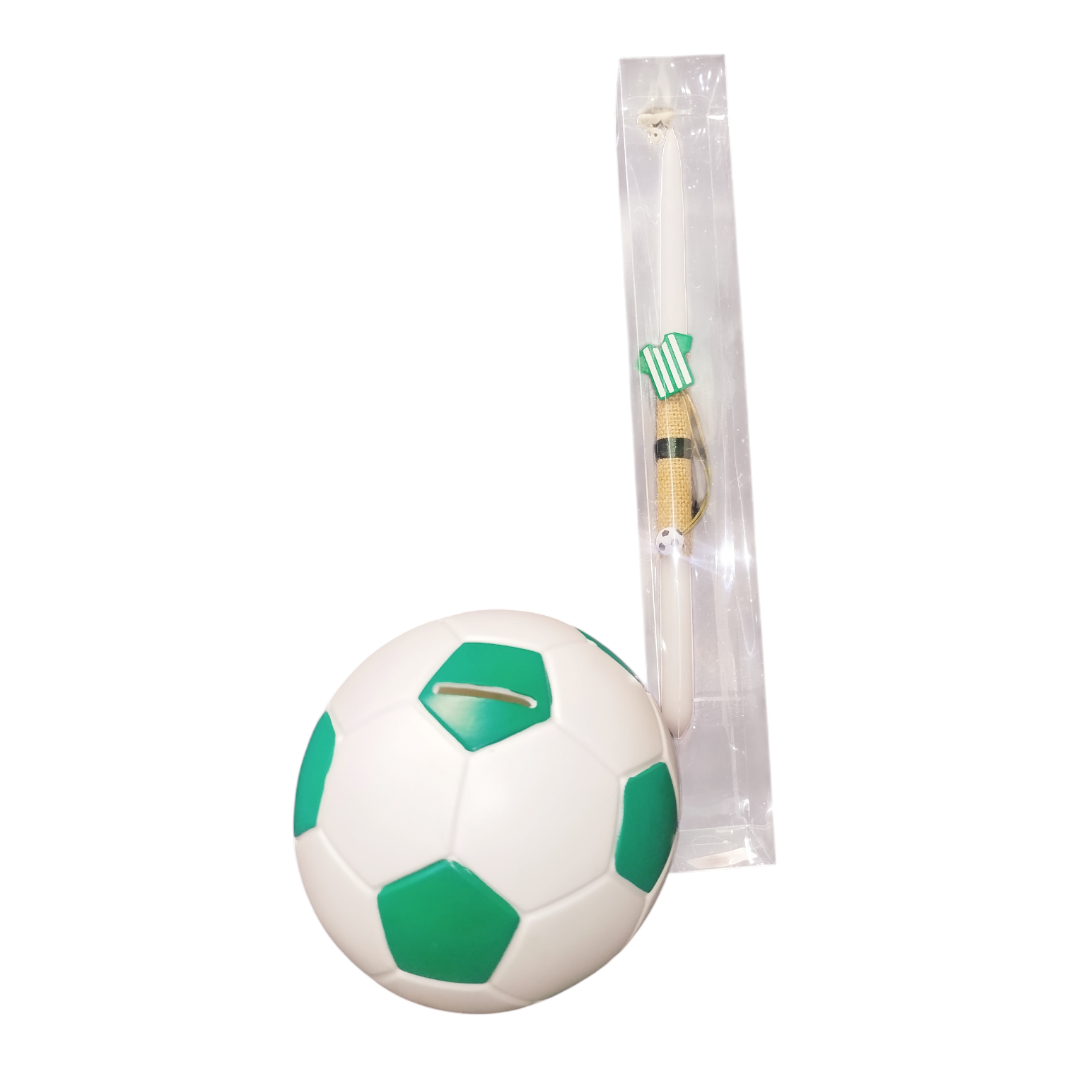 Σετ Λαμπάδα Παναθηναϊκός 40εκ. με Ξύλινο Διακοσμητικό & Κουμπαρά