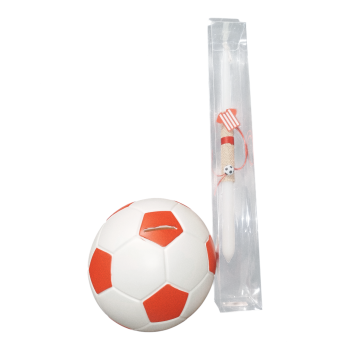 Σετ Λαμπάδα Ολυμπιακός 40εκ. με Ξύλινο Διακοσμητικό & Κουμπαρά