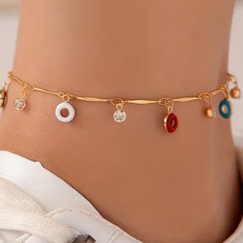 Χρυσή Αλυσίδα Ποδιού με Διακοσμητικά Σχέδια