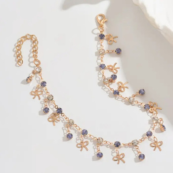 Αλυσίδα Ποδιού από Ατσάλι σε Χρυσό Χρώμα με Σχέδιο Φιογκάκια