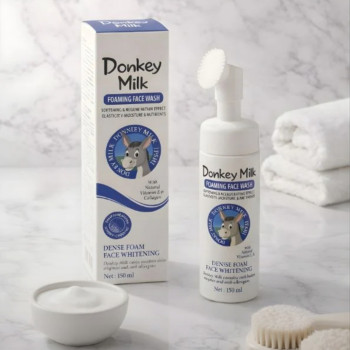 Donkey Milk foaming face wash Αφρός Καθαρισμού προσώπου με Γάλα Γαϊδούρας & Βούρτσα Σιλικόνης