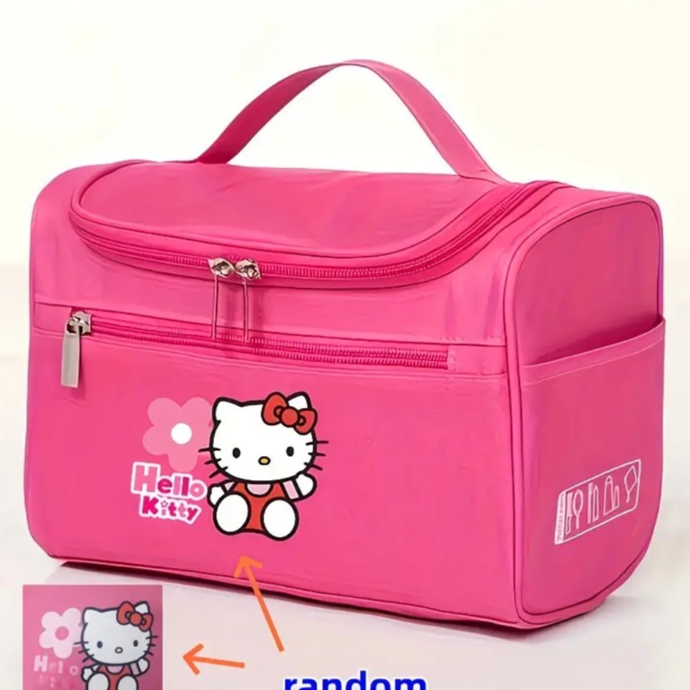 Ροζ Τσάντα Καλλυντικών Hello Kitty με Φερμουάρ & Λαβή Μεταφοράς - Image 2