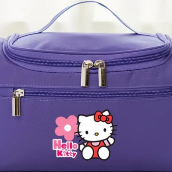 Μωβ Τσάντα Καλλυντικών Hello Kitty με Φερμουάρ & Λαβή Μεταφοράς