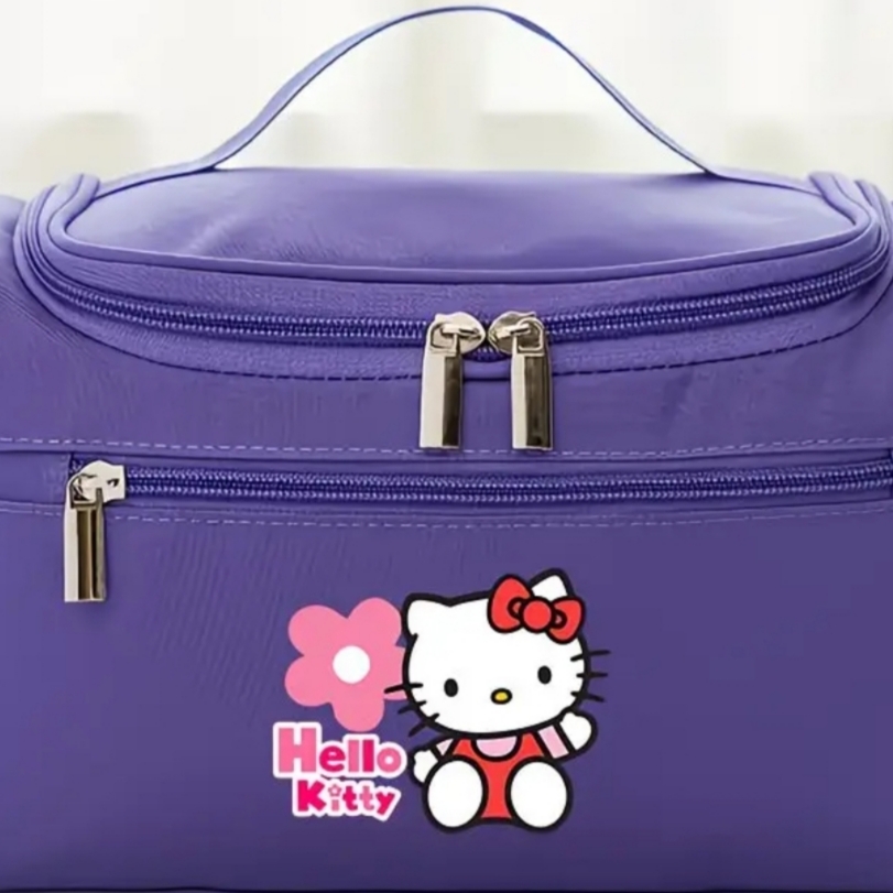Μωβ Τσάντα Καλλυντικών Hello Kitty με Φερμουάρ & Λαβή Μεταφοράς